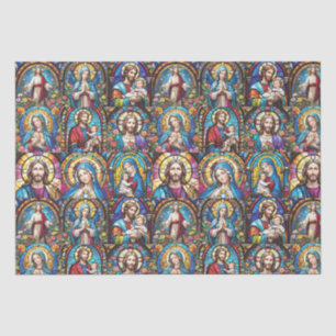 Jesus Christ Mary & Joseph Christlich gestettetes Seidenpapier