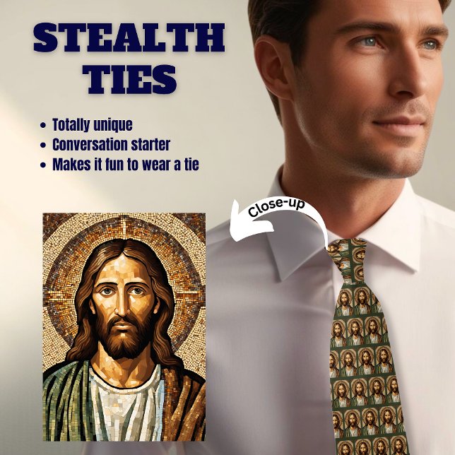 Jésus Christ Olive Green Stealth Cravate (Créateur téléchargé)