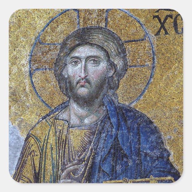 Jesus Christ Orthodox Christliches Symbol Quadratischer Aufkleber (Vorderseite)