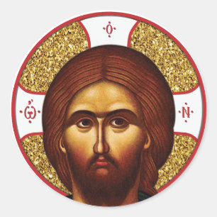 Jesus Christ Orthodox Icon Runder Aufkleber