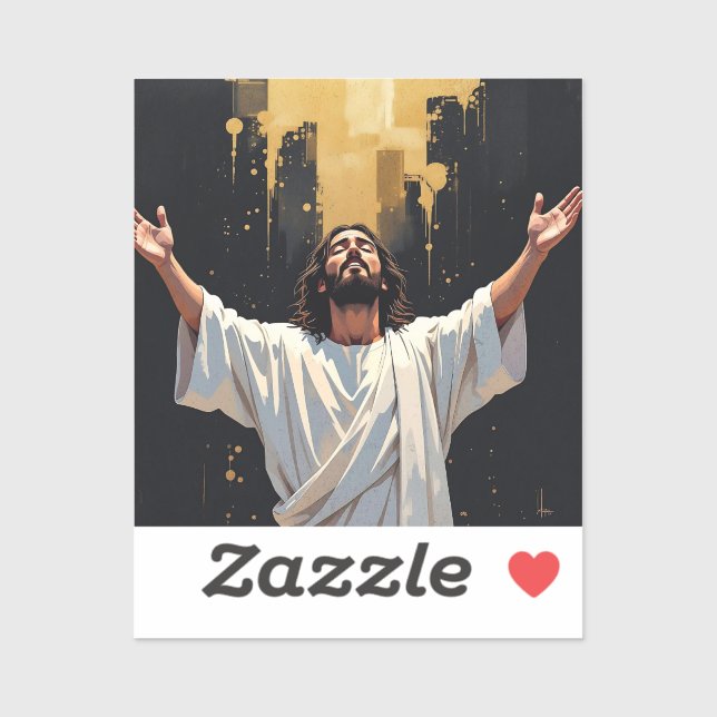 Jesus Christ Our Savior | Black and Gold Aufkleber (Blatt)