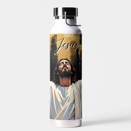 Jesus Christ Our Savior | Black and Gold Trinkflasche