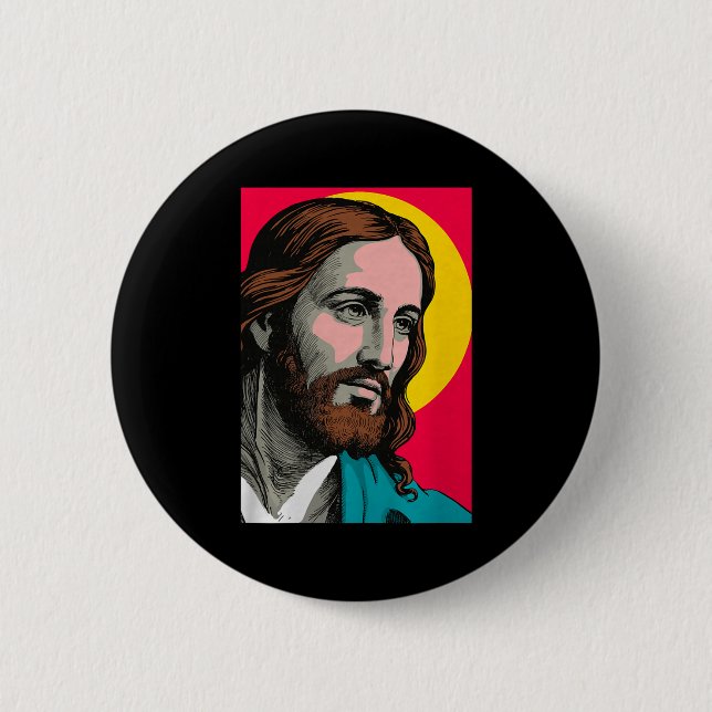 Jesus Christ P Art Religious Easter &amp; Christma Button (Vorderseite)