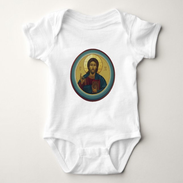 Jesus Christ Pantocrator Baby Strampler (Vorderseite)