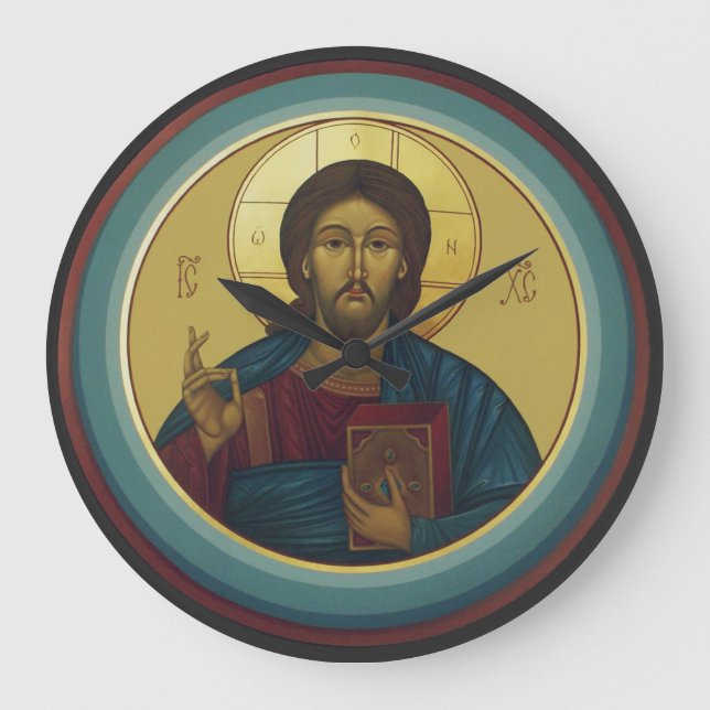 Jesus Christ Pantocrator Große Wanduhr (Vorderseite)