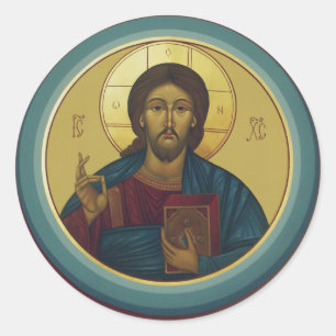 Jesus Christ Pantocrator Runder Aufkleber