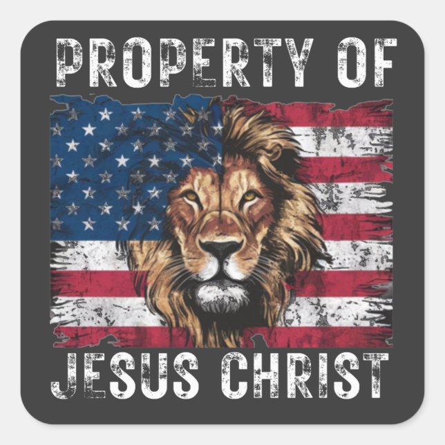Jesus Christ Property Christlich Lion Judah 4. Jul Quadratischer Aufkleber (Vorderseite)