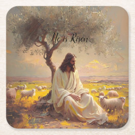 Jesus Christ Religious Easter Catholic  Rechteckiger Pappuntersetzer
