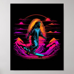 Jesus Christ Skateboarding - Retro Christliches Sk Poster