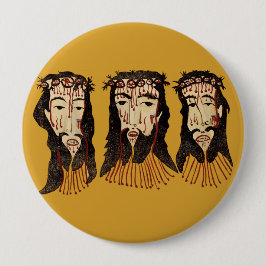 Jesus Christ Thorn Crown Folk Art Malerei Button