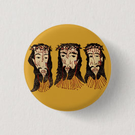 Jesus Christ Thorn Crown Folk Art Malerei Button