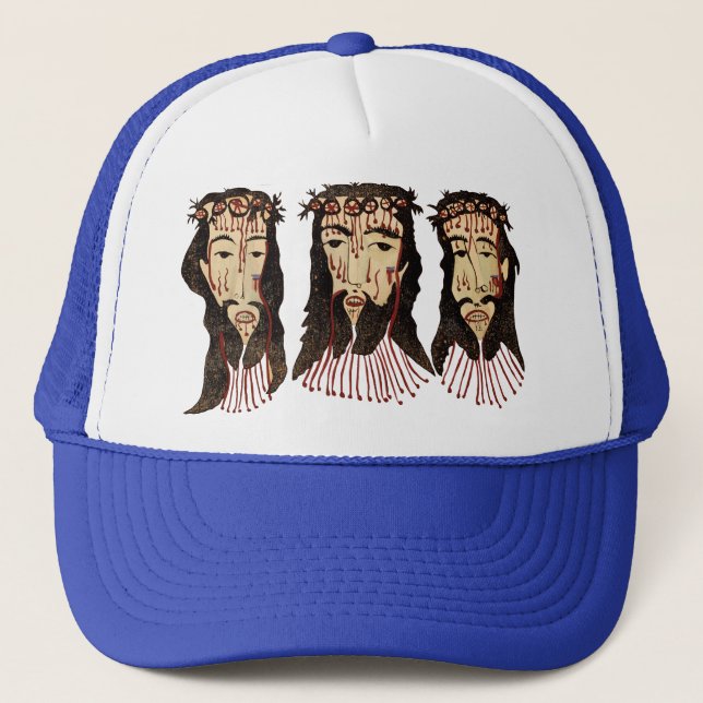 Jesus Christ Thorn Crown Folk Art Malerei Truckerkappe (Vorderseite)