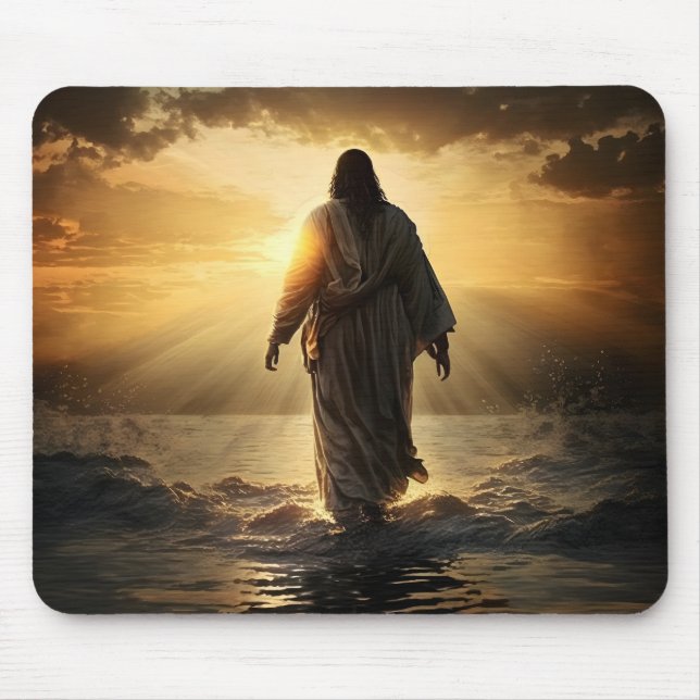 Jesus Christ Walking auf Wasser, Christlich #8 Mousepad (Vorne)