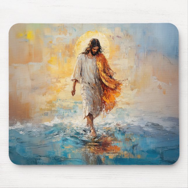 Jesus Christ Walking auf Wasser, Christlich #9 Mousepad (Vorne)