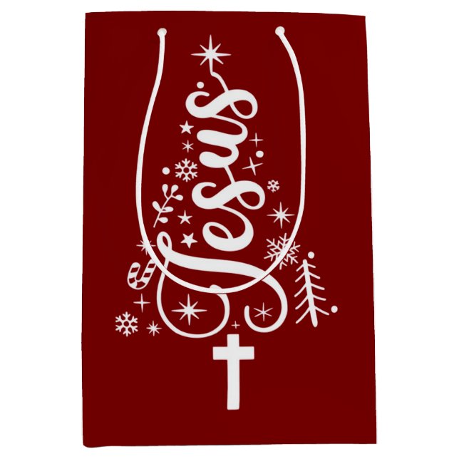 Jesus Christian Christmas Bible Verse Faith  Mittlere Geschenktüte (Vorderseite)