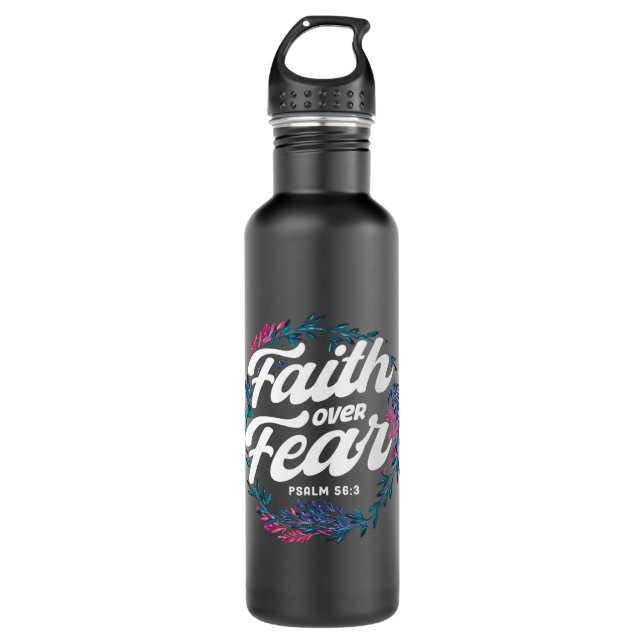Jesus Christlich Bible Verse Psalm 563 Blume Butte Edelstahlflasche (Vorderseite)