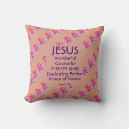 JESUS Christliche Schrift Isaiah 9:6 PINK Kissen