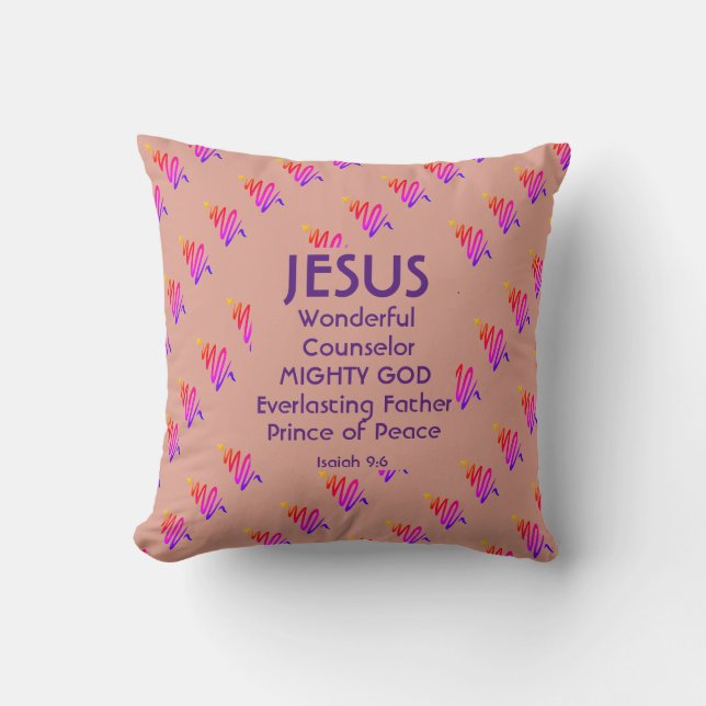 JESUS Christliche Schrift Isaiah 9:6 PINK Kissen (Vorderseite)