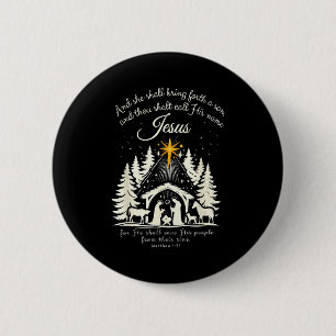 Jesus Christliche Weihnachten Xmas Baum Familien-P Button