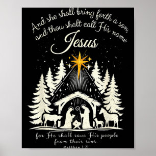 Jesus Christliche Weihnachten Xmas Baum Familien-P Poster