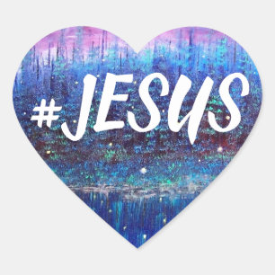 #JESUS   Christlicher Heftsticker Herz-Aufkleber