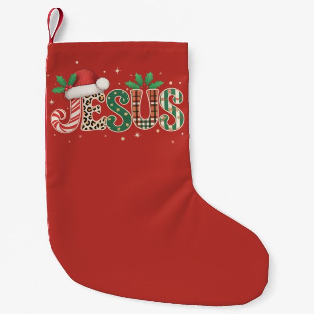 Jesus Christliches religiöses Sprichwort Glaubensl Kleiner Weihnachtsstrumpf (Vorderseite)