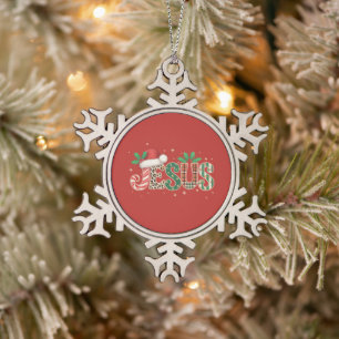 Jesus Christliches Religiöses Zitat Glaube Bibelve Schneeflocken Zinn-Ornament
