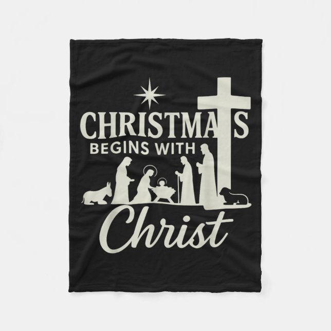 Jesus Christmas Begins With Christ Pjs Pajamas Tod Fleecedecke (Vorderseite)