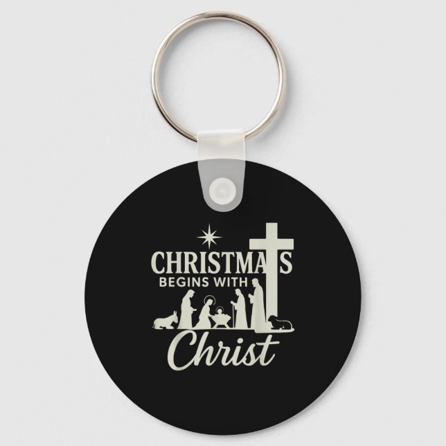 Jesus Christmas Begins With Christ Pjs Pajamas Tod Schlüsselanhänger (Vorderseite)