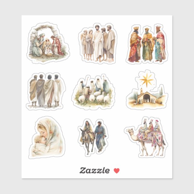 Jesus Christmas Nativity Szene Aufkleber (Blatt)