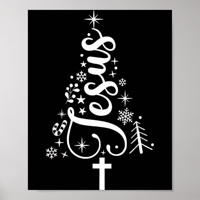 Jesus Christmas Tree Bible Verse  Poster (Vorne)