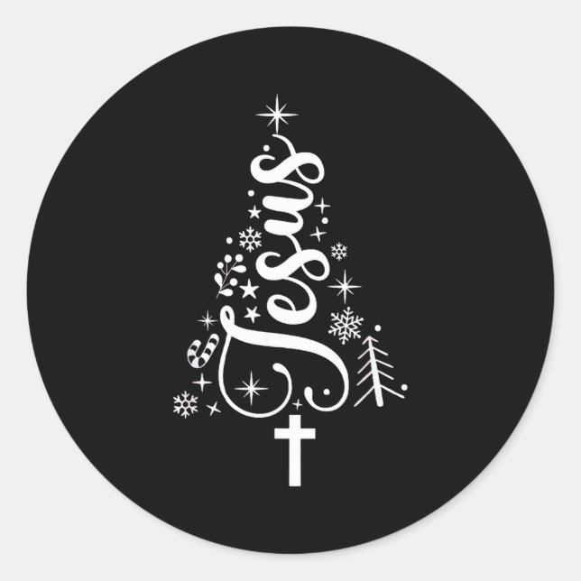 Jesus Christmas Tree Bible Verse  Runder Aufkleber (Vorderseite)