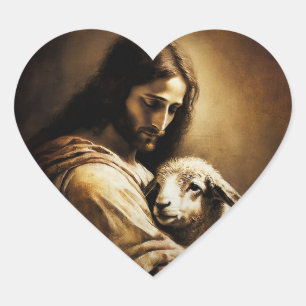 Jesus Christus als das Lamm Gottes Herz-Aufkleber