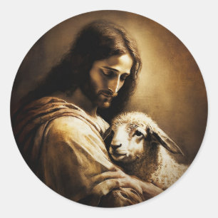 Jesus Christus als das Lamm Gottes Runder Aufkleber