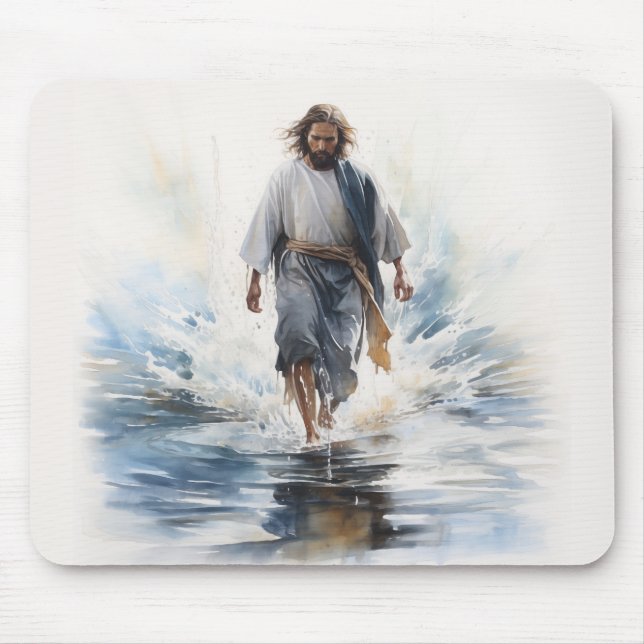 Jesus Christus auf dem Wasser laufen, Christlich # Mousepad (Vorne)