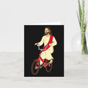 Jesus Christus auf einem Fahrrad Lustiger Christli Karte