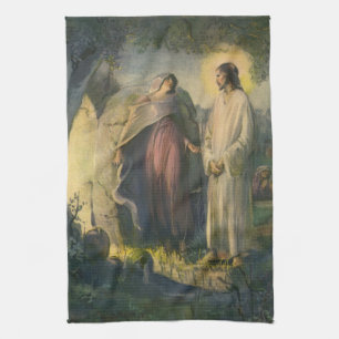 Jesus Christus auferstanden vom Grab von ML Greer Geschirrtuch