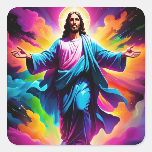 Jesus Christus Auferstehung Quadratischer Aufkleber (Vorderseite)