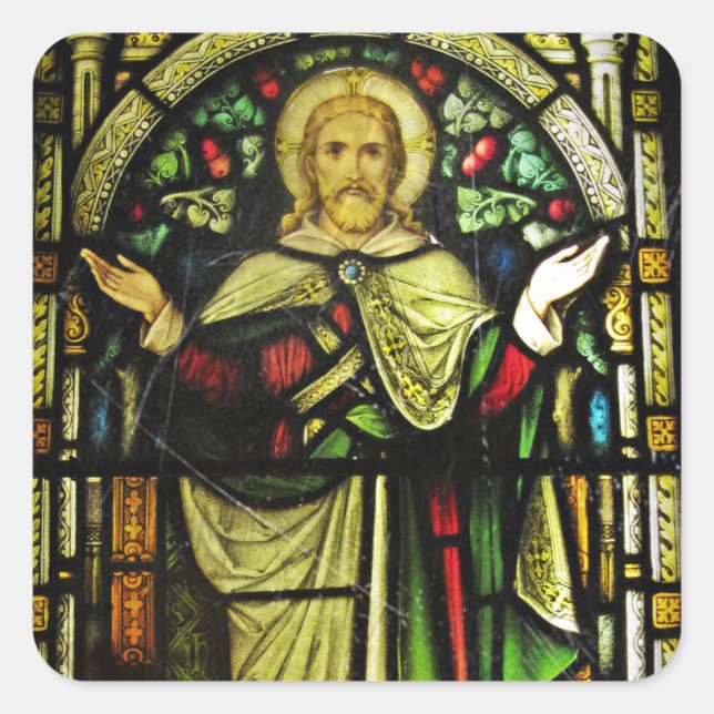 Jesus Christus ausgestreckte Arme Quadratischer Aufkleber (Vorderseite)