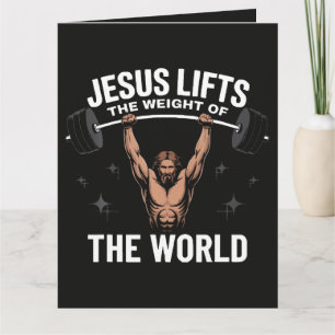 Jesus Christus beim Kreuzheben Dankeskarte
