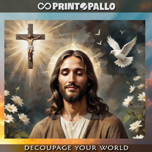 Jesus Christus bete für die Mutter Erde mit heilig Seidenpapier