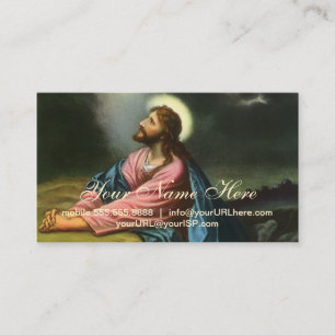 Jesus Christus betend, Garten Gethsemane im Vintag Visitenkarte