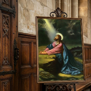 Jesus Christus betet im Garten Gethsemane im Vinta Poster