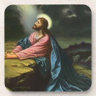 Jesus Christus betet im Garten Gethsemane, Vintage Untersetzer