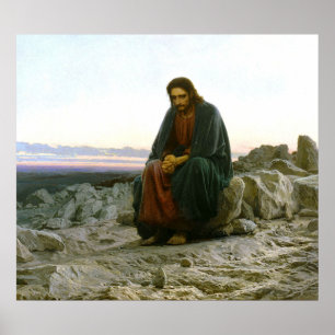 Jesus Christus, Christi, in der Wüste(Meditation) Poster