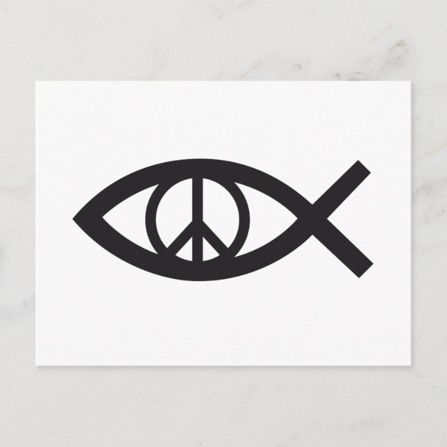 Jesus Christus, Christliches Fischsymbol, Friedens Postkarte (Vorderseite)