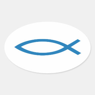 Jesus Christus, christliches Fischsymbol für T - Ovaler Aufkleber
