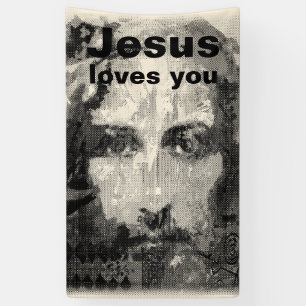 Jesus Christus-Collagenhalbtonschwarzes + Ihre Banner