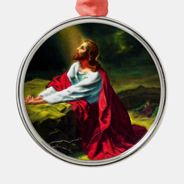 Jesus Christus, der im Garten von Gethsemane betet Silbernes Ornament (Vorne)