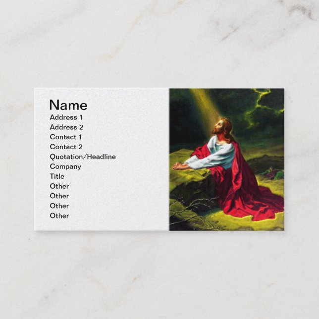 Jesus Christus, der im Garten von Gethsemane betet Visitenkarte (Vorderseite)